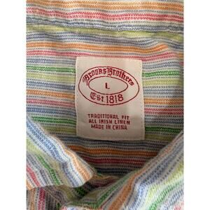 Brooks Brothers Irish Linen Rainbow Striped Dress Shirt - Men's Large